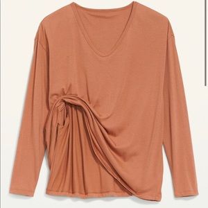 Maternity Double Layer V-neck long sleeve nursing top